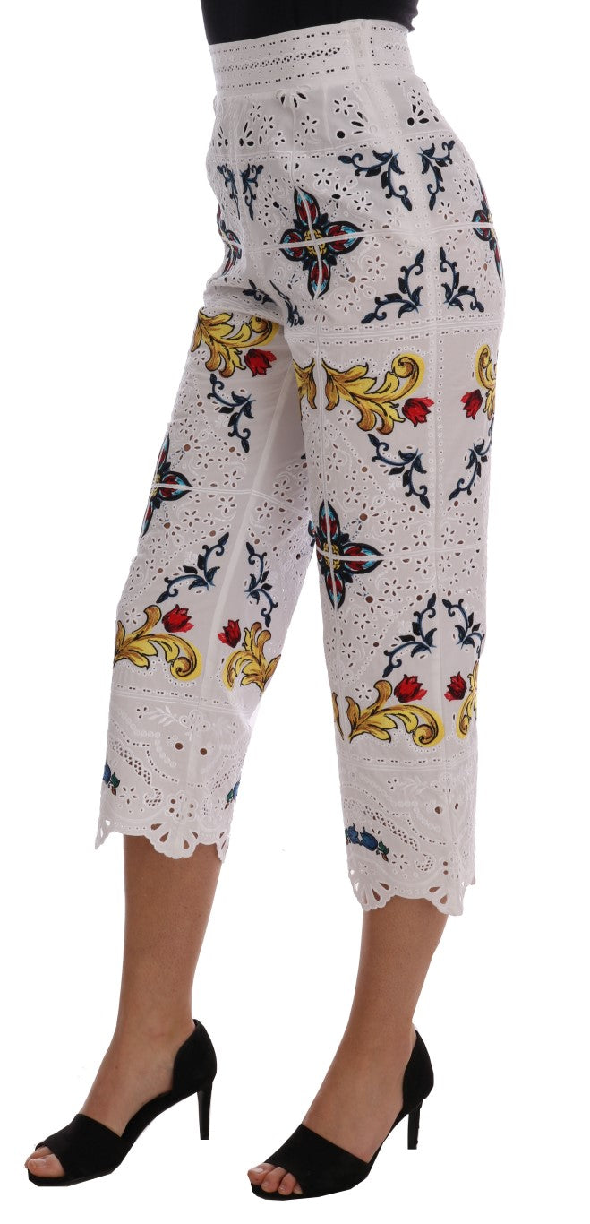 Dolce & Gabbana Pantalon capri multicolore à découpes en majolique