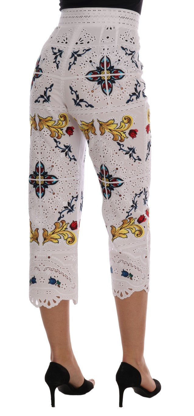 Dolce & Gabbana Pantalon capri multicolore à découpes en majolique