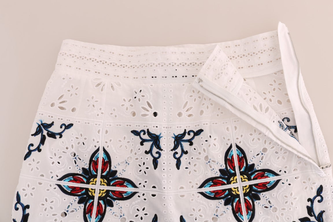 Dolce & Gabbana Pantalon capri multicolore à découpes en majolique