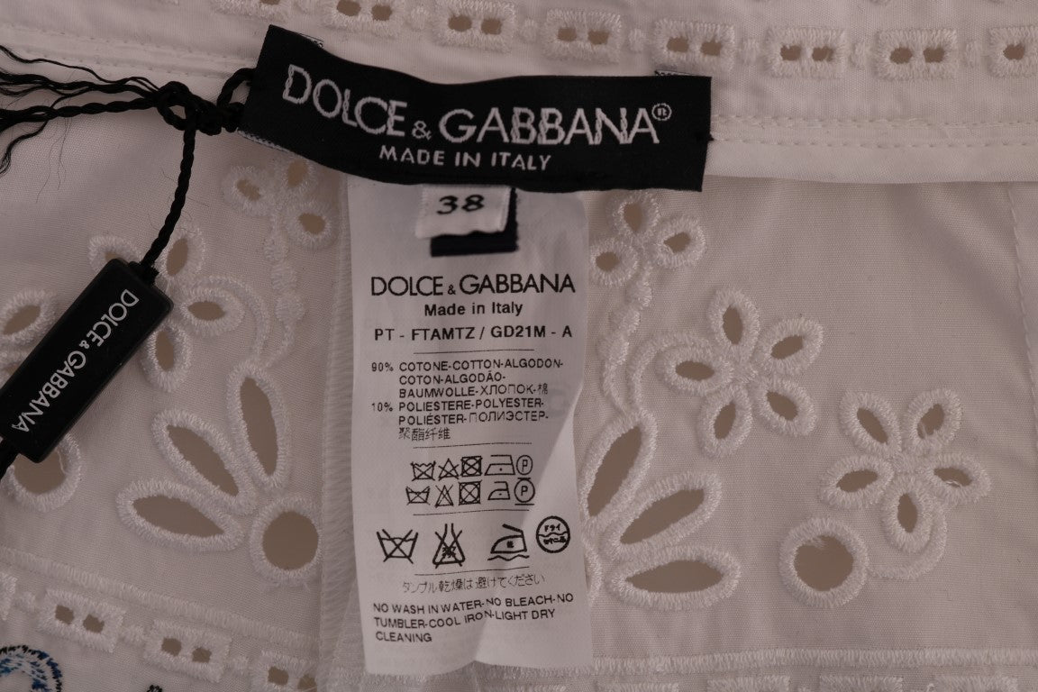 Dolce & Gabbana Pantalon capri multicolore à découpes en majolique