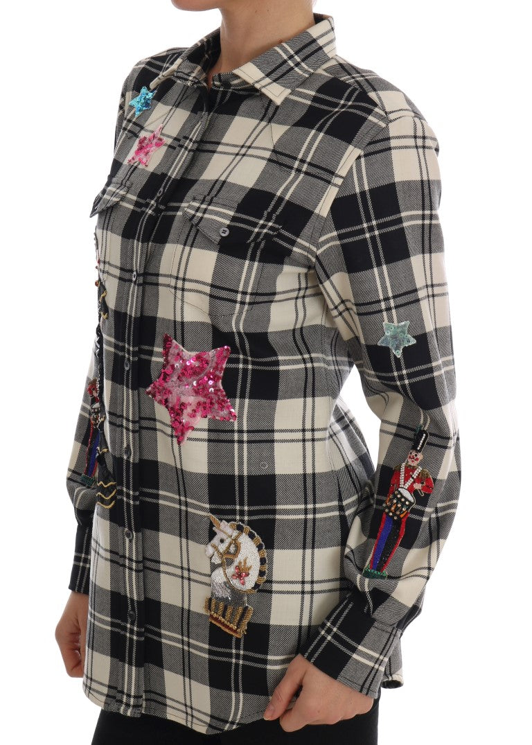 Chemise Dolce & Gabbana noire et blanche à cristaux Fairy Tale
