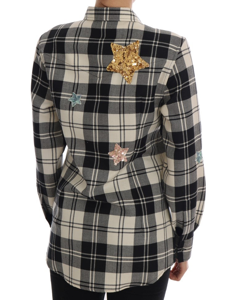 Chemise Dolce & Gabbana noire et blanche à cristaux Fairy Tale