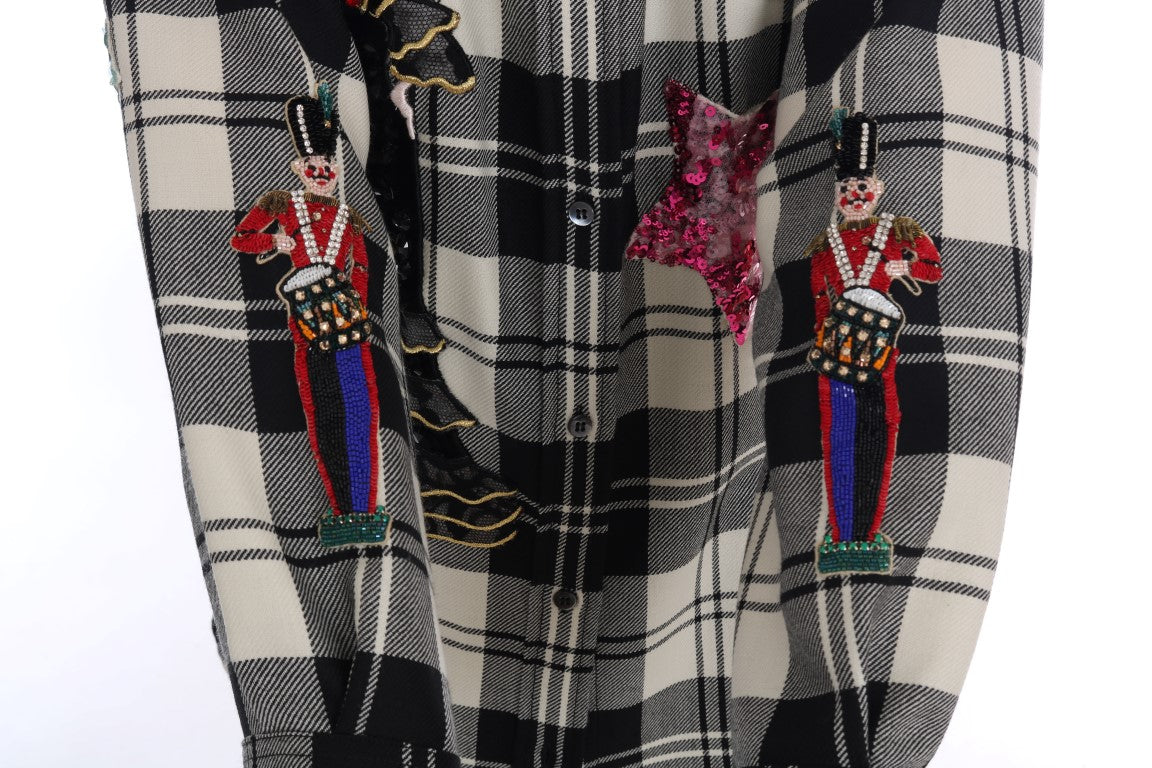 Chemise Dolce & Gabbana noire et blanche à cristaux Fairy Tale