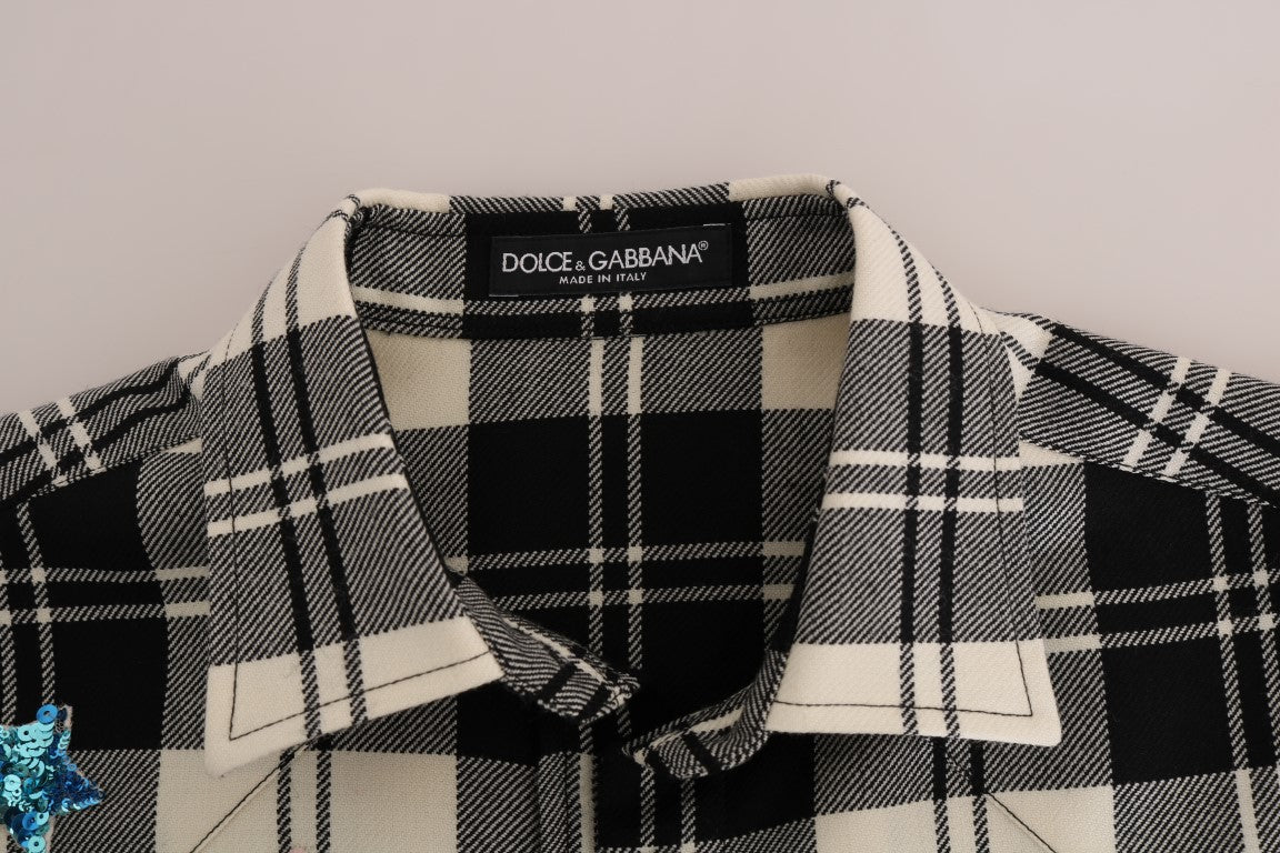 Chemise Dolce & Gabbana noire et blanche à cristaux Fairy Tale