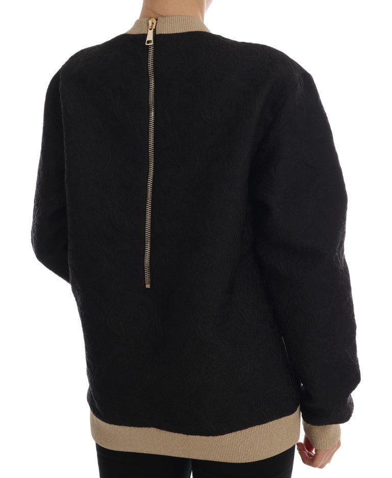 Pull zippé en brocart noir à motif conte de fées Dolce & Gabbana
