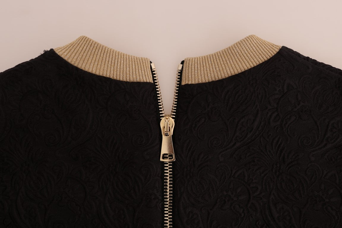 Pull zippé en brocart noir à motif conte de fées Dolce & Gabbana