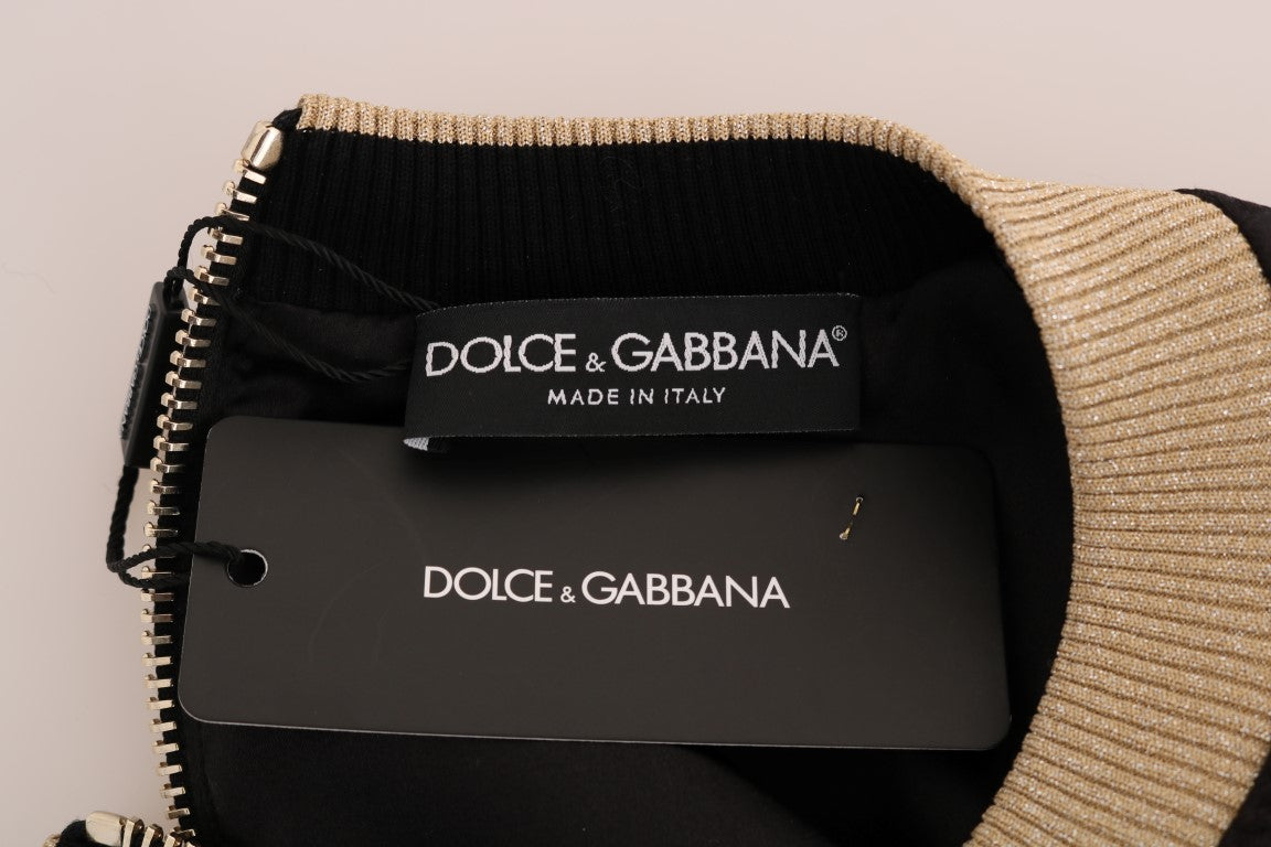 Pull zippé en brocart noir à motif conte de fées Dolce & Gabbana
