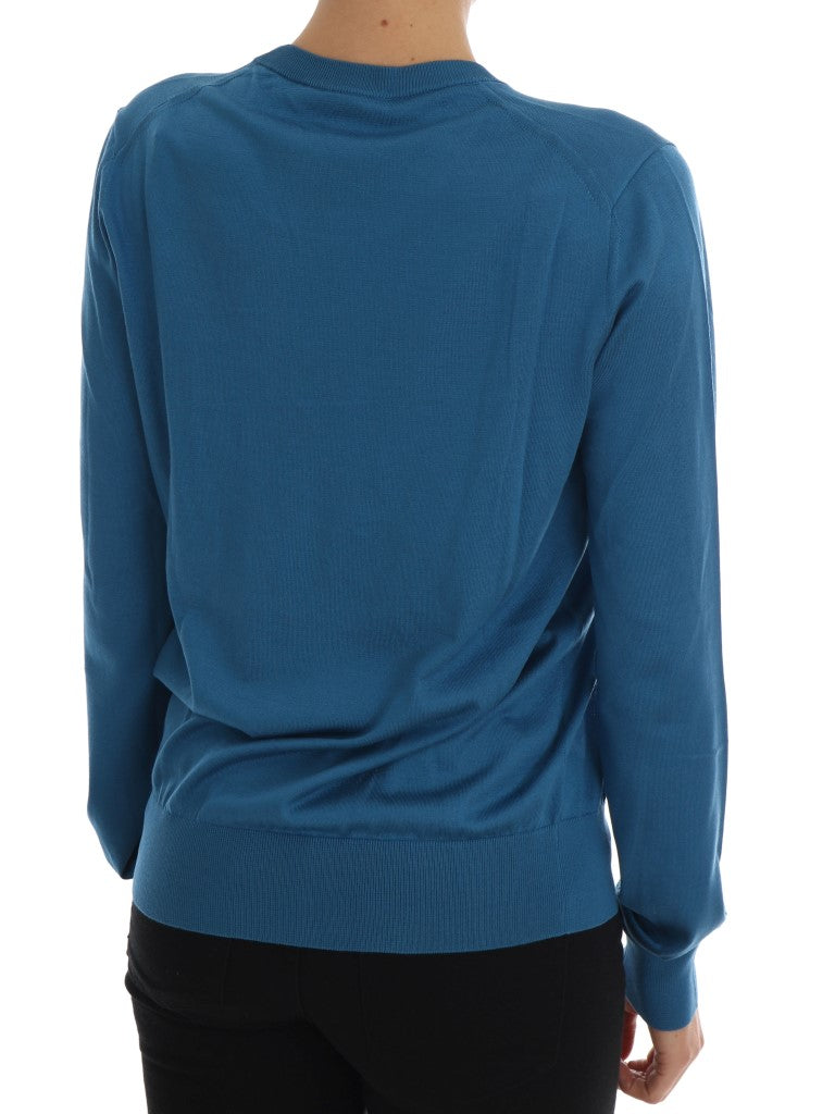 Pull en soie bleu Dolce & Gabbana Love is Pullover
