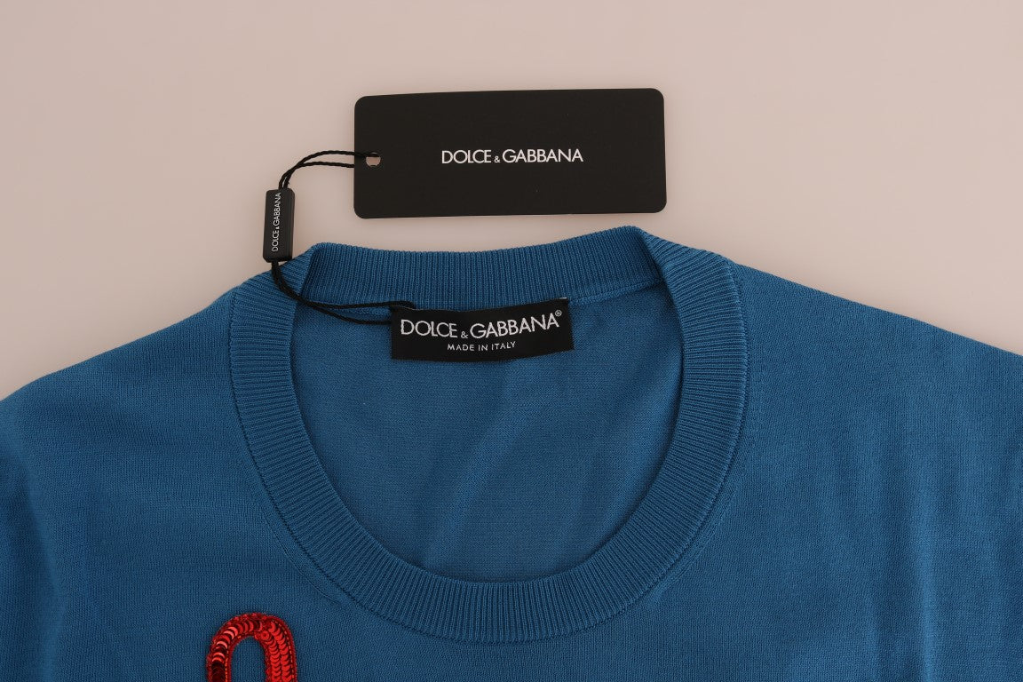 Pull en soie bleu Dolce & Gabbana Love is Pullover