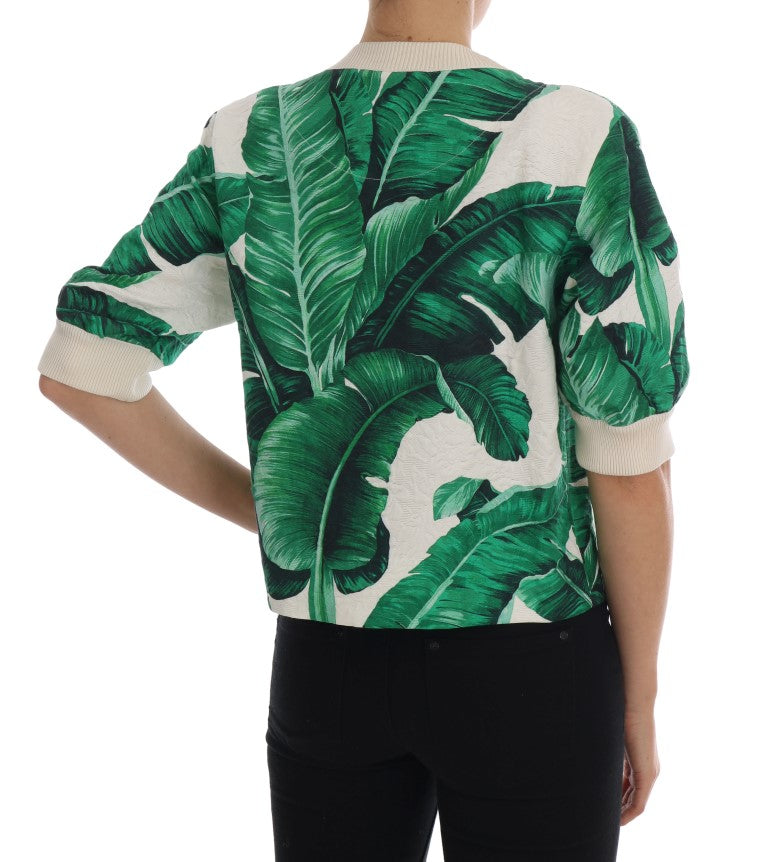 Pull ras du cou à paillettes ananas banane Dolce & Gabbana