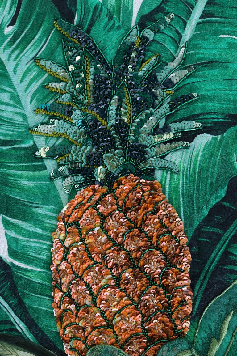 Pull ras du cou à paillettes ananas banane Dolce & Gabbana