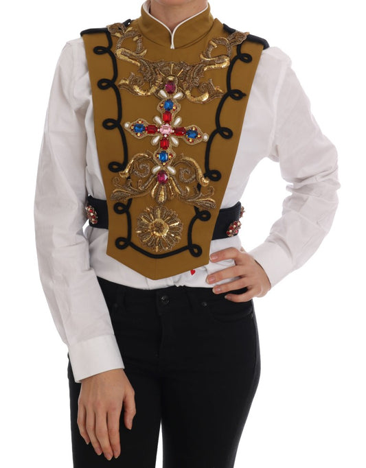 Veste gilet Dolce & Gabbana jaune à cristaux croisés