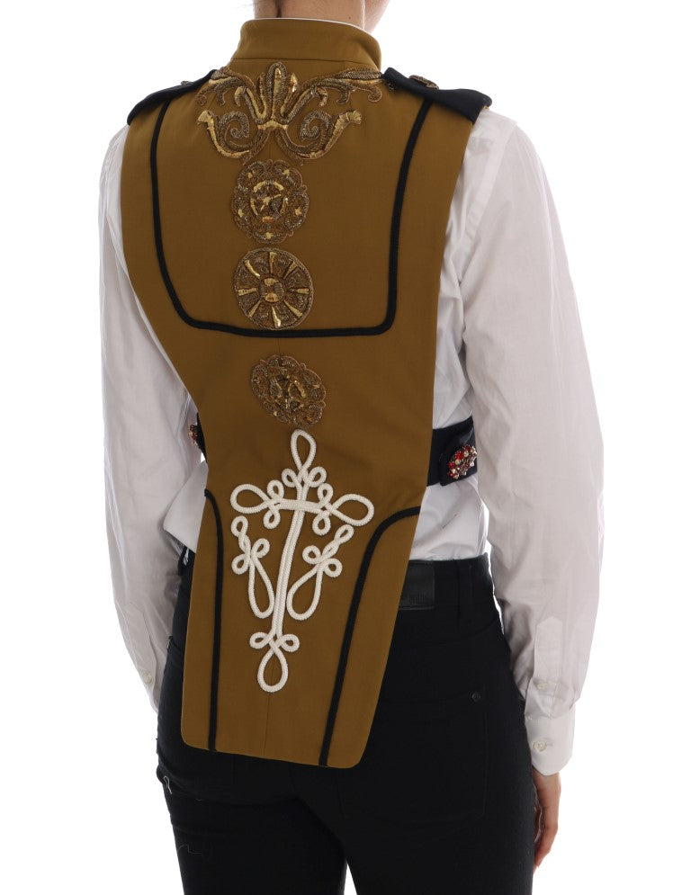 Veste gilet Dolce & Gabbana jaune à cristaux croisés
