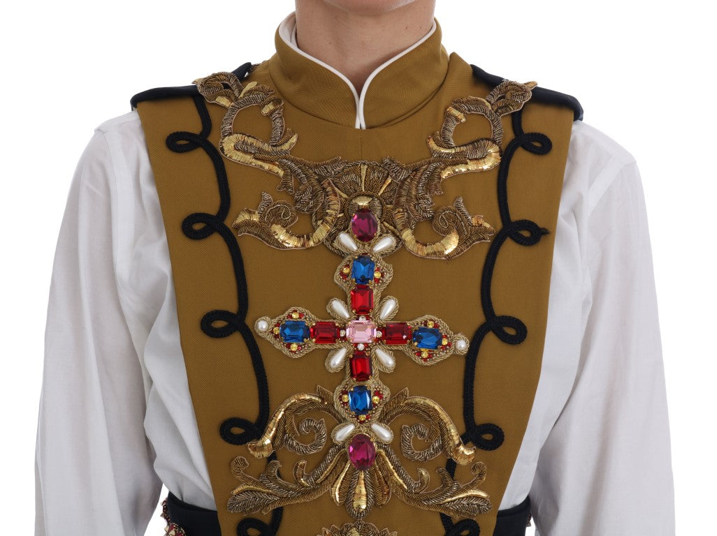 Veste gilet Dolce & Gabbana jaune à cristaux croisés
