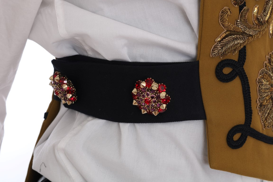 Veste gilet Dolce & Gabbana jaune à cristaux croisés