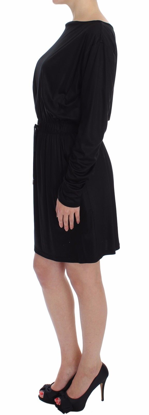 Robe droite en soie modale noire Versace Jeans