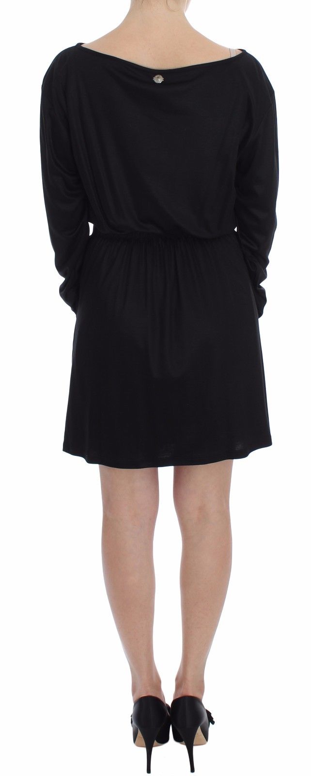 Robe droite en soie modale noire Versace Jeans