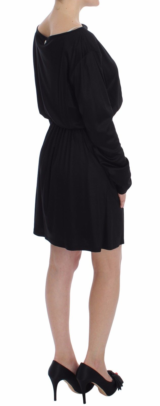 Robe droite en soie modale noire Versace Jeans