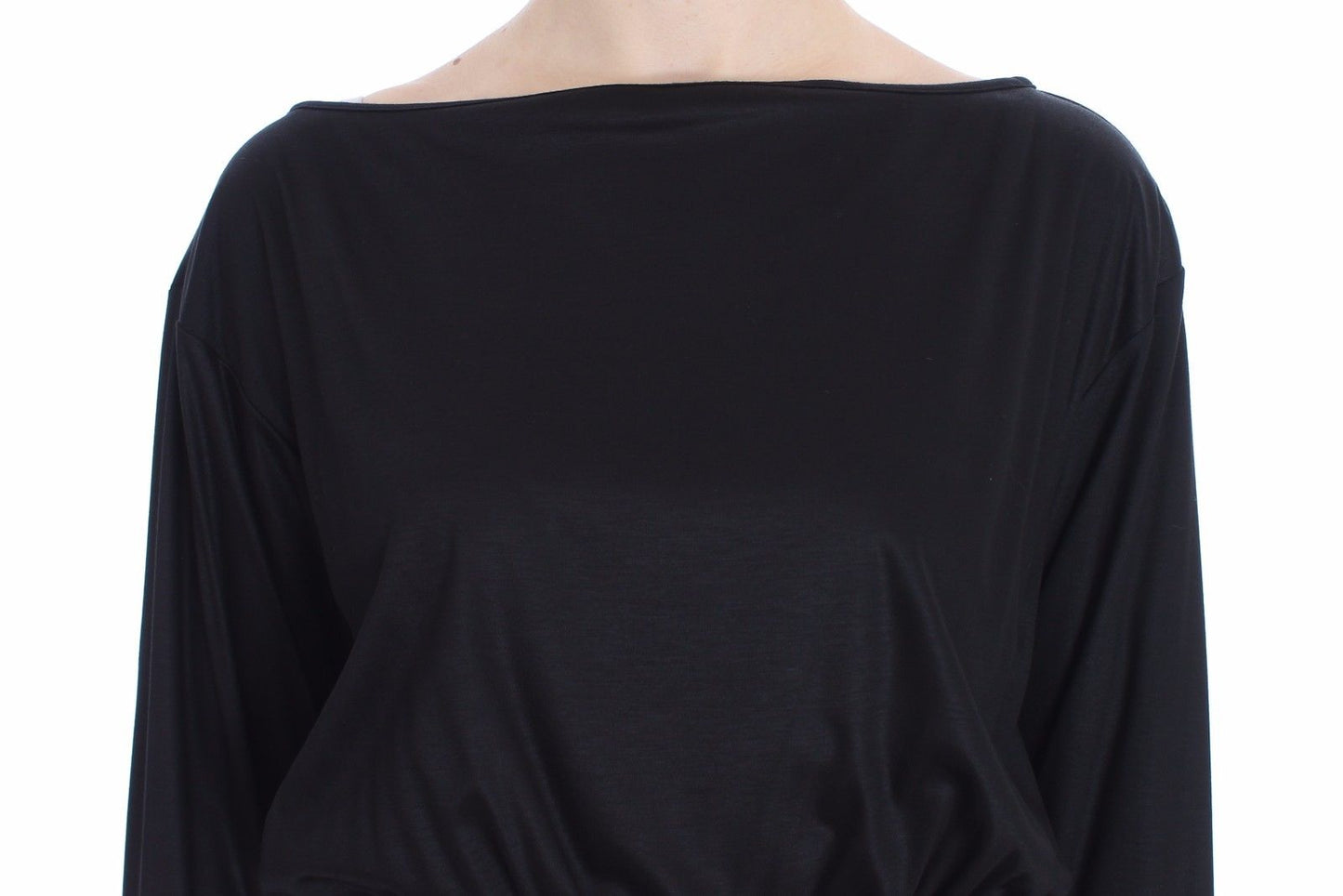 Robe droite en soie modale noire Versace Jeans