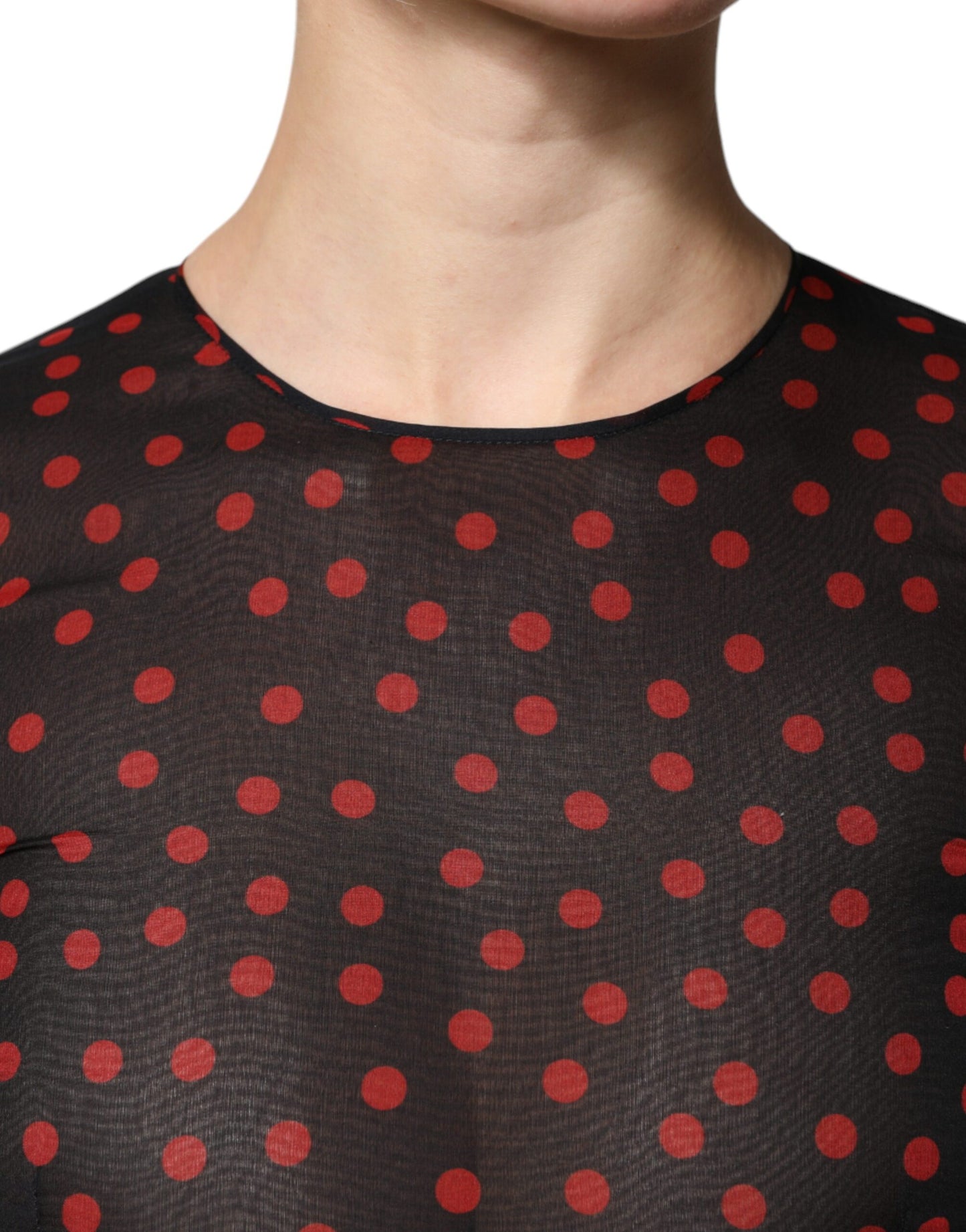 Robe midi superposée en soie à pois noirs et rouges Dolce & Gabbana