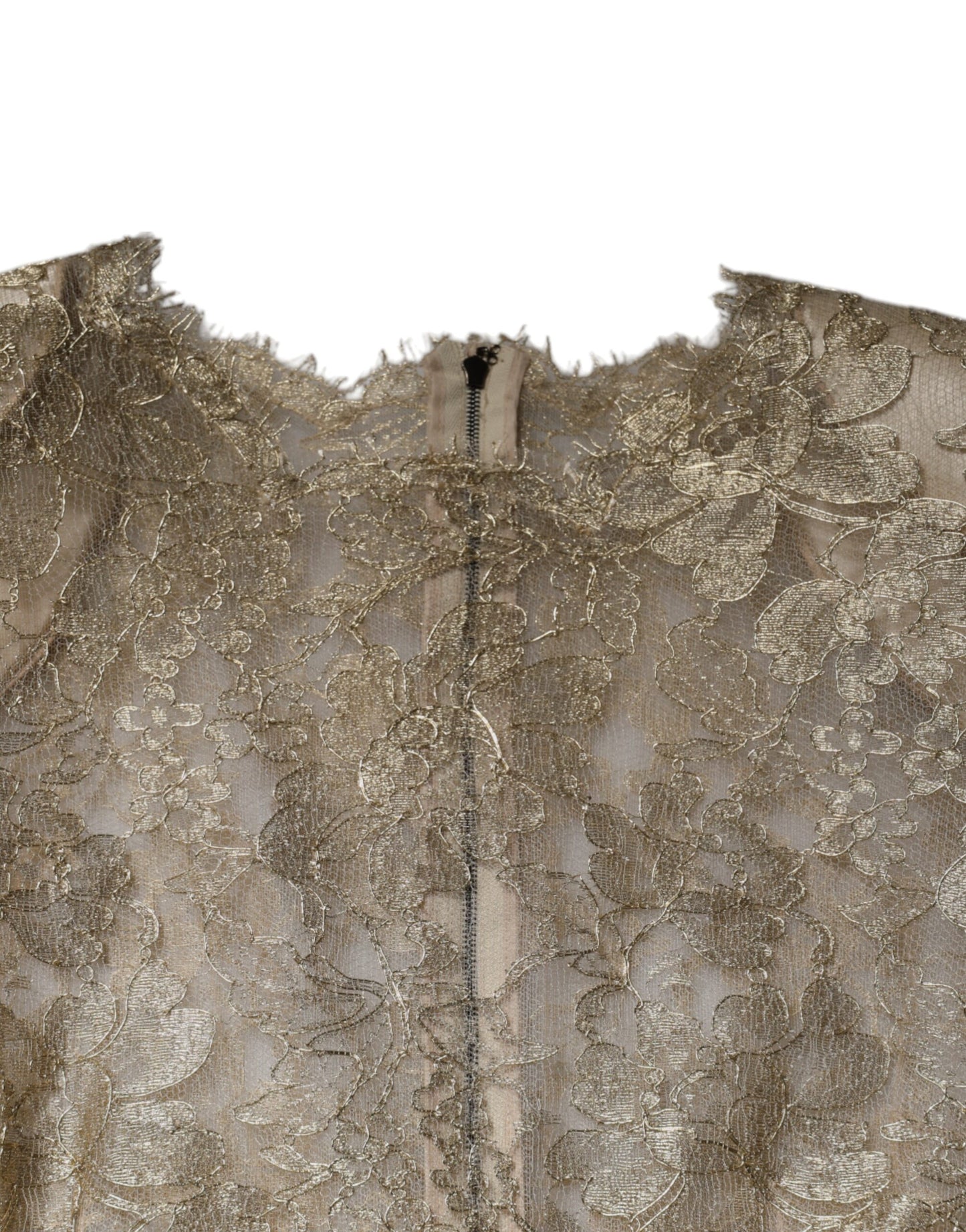 Robe fourreau trapèze en dentelle florale dorée Dolce & Gabbana
