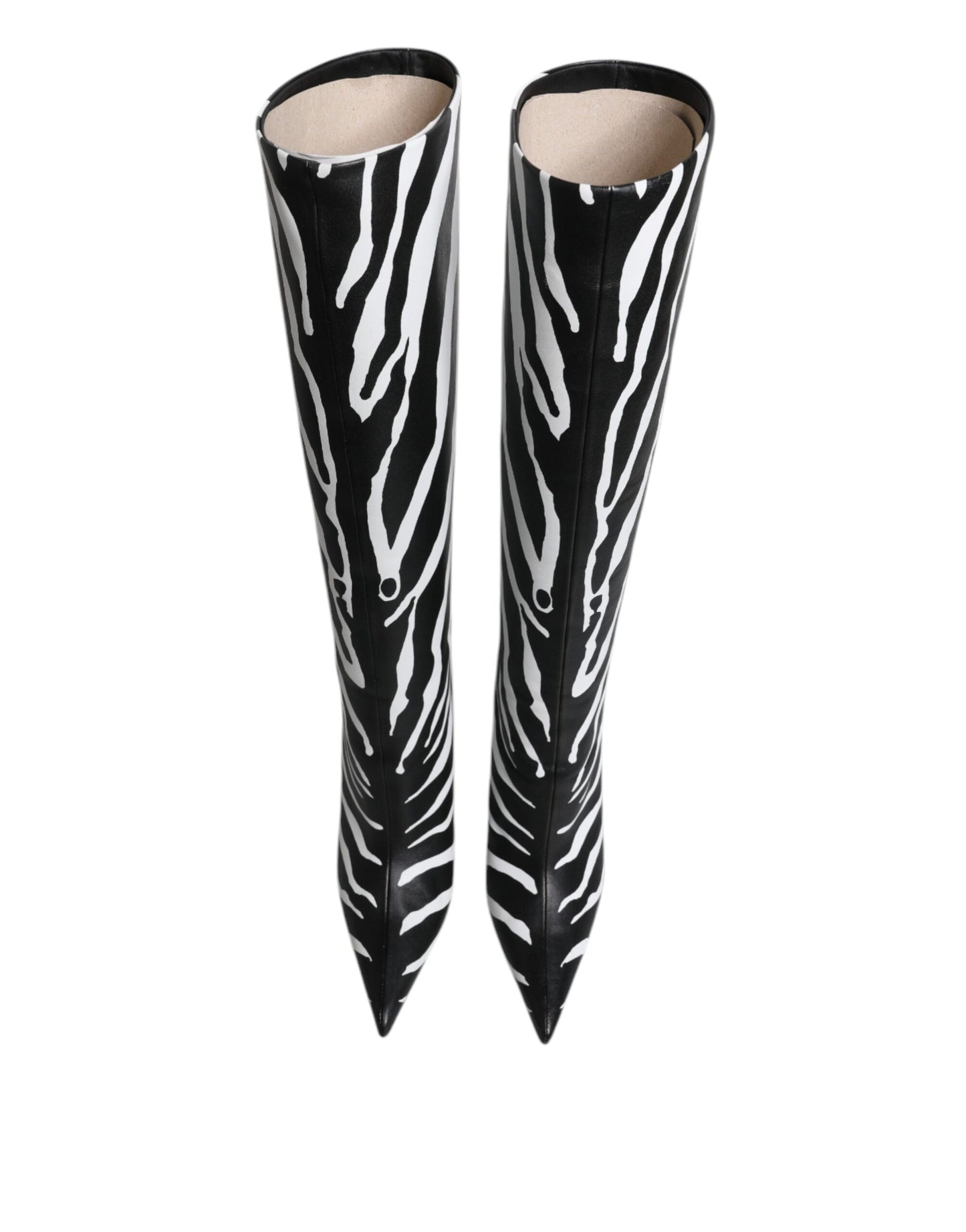 Bottes hautes à talons zébrés noires et blanches Dolce & Gabbana