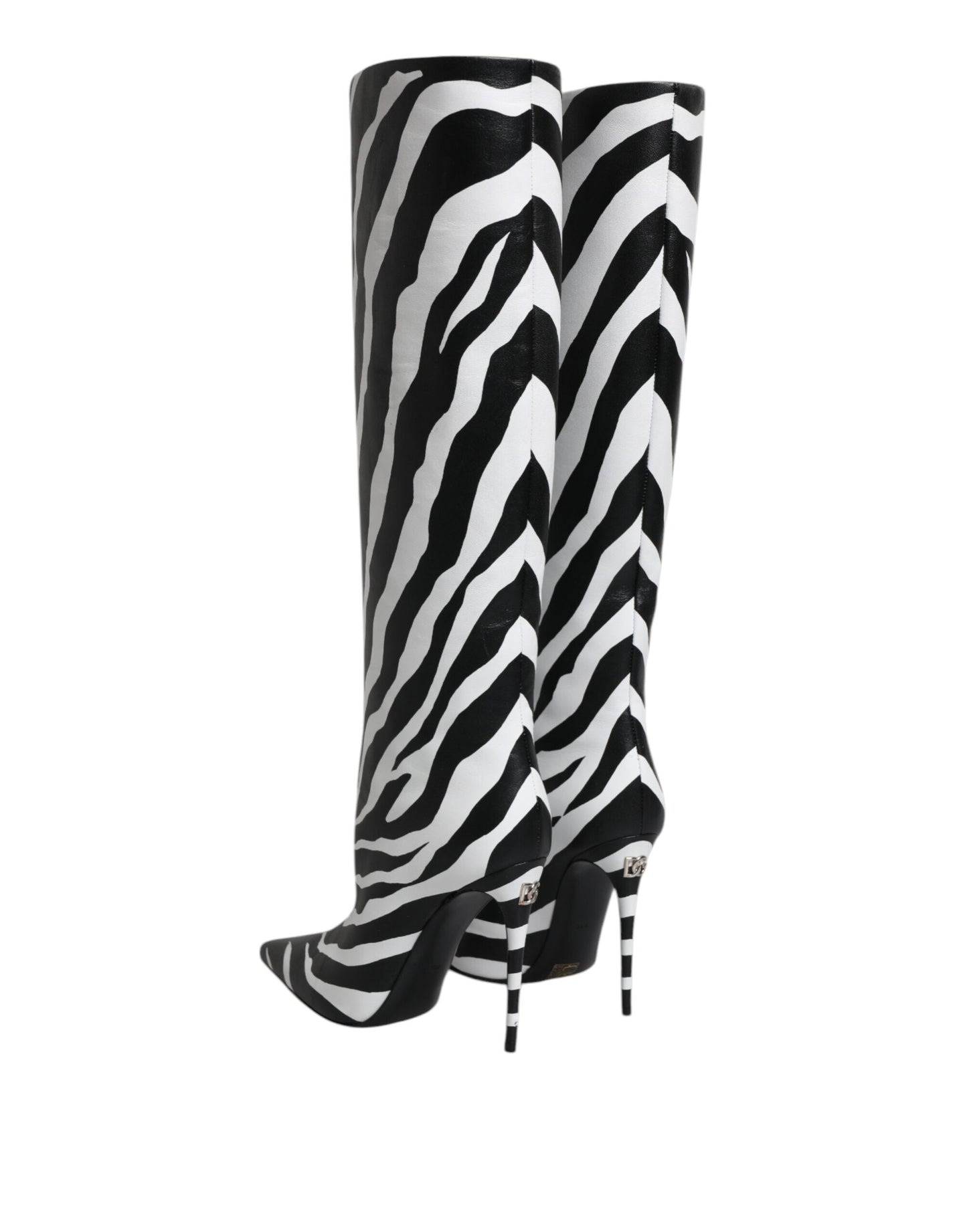 Bottes hautes à talons zébrés noires et blanches Dolce & Gabbana