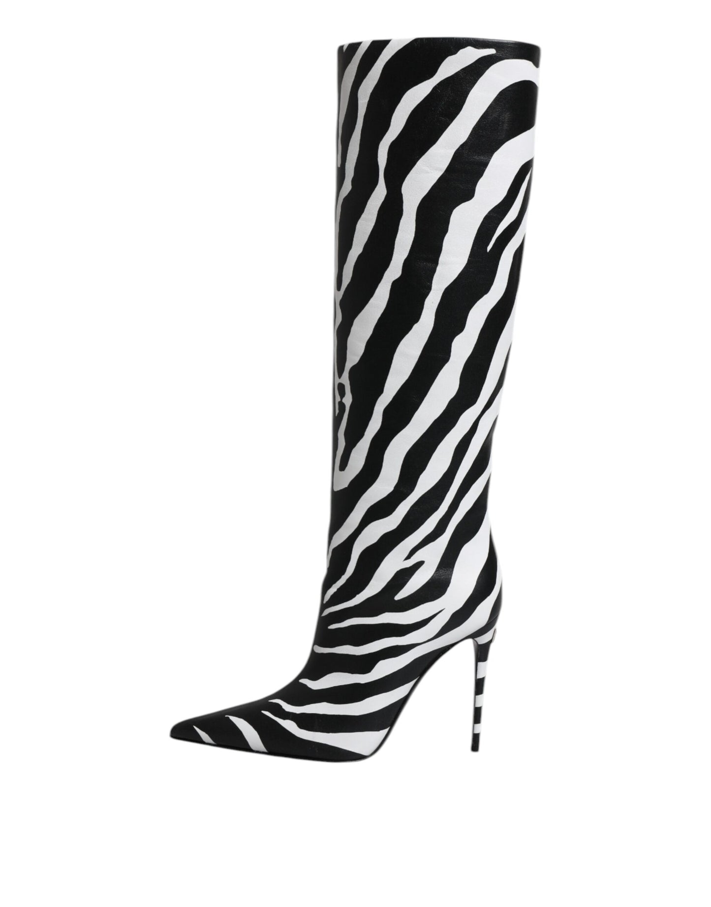 Bottes hautes à talons zébrés noires et blanches Dolce & Gabbana