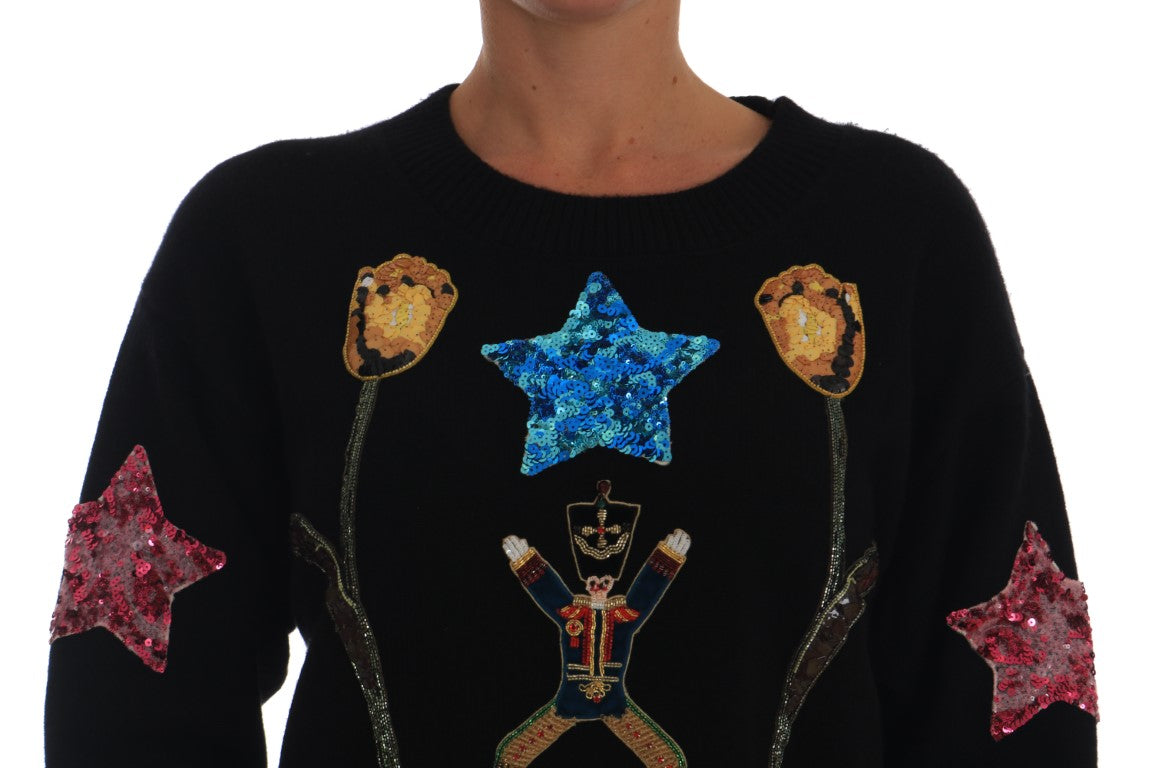 Pull en cachemire noir cristal Dolce & Gabbana Fairy Tale