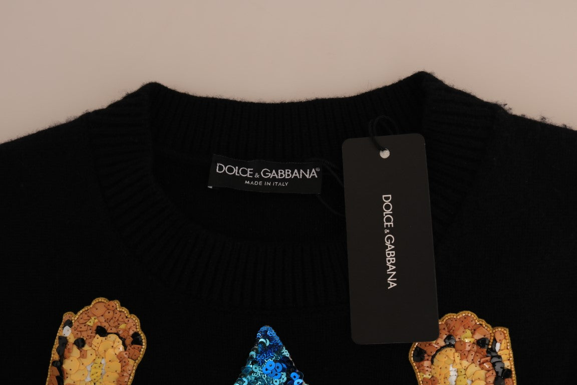 Pull en cachemire noir cristal Dolce & Gabbana Fairy Tale