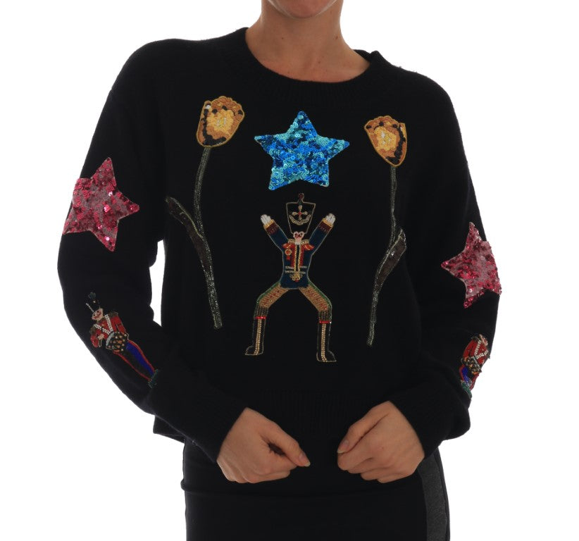 Pull en cachemire noir cristal Dolce & Gabbana Fairy Tale
