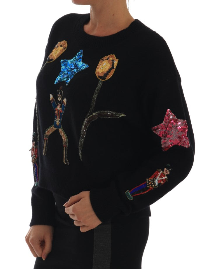 Pull en cachemire noir cristal Dolce & Gabbana Fairy Tale