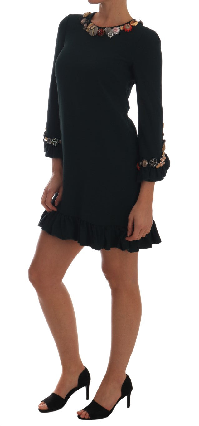 Robe courte trapèze extensible vert cristal Dolce & Gabbana