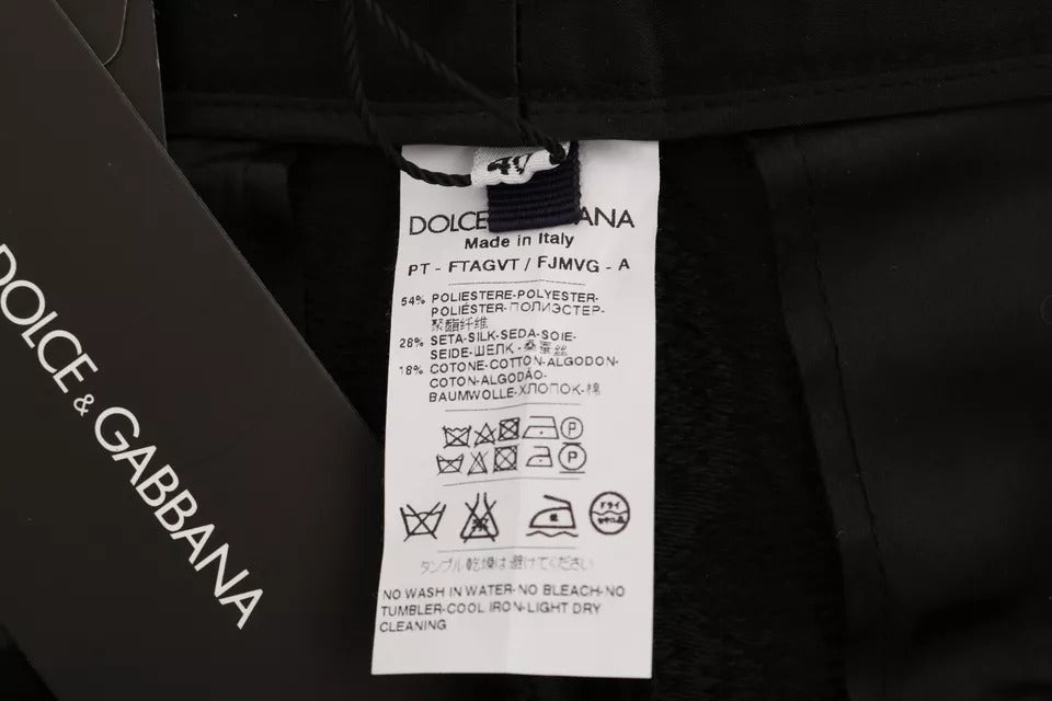 Pantalon taille haute en brocart floral noir Dolce & Gabbana