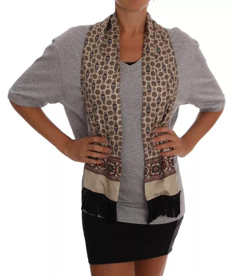 T-shirt haut foulard en soie et coton gris Dolce & Gabbana