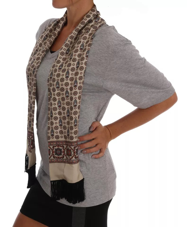 T-shirt haut foulard en soie et coton gris Dolce & Gabbana