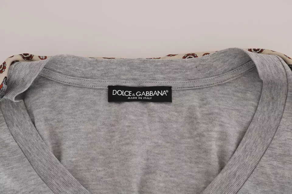 T-shirt haut foulard en soie et coton gris Dolce & Gabbana