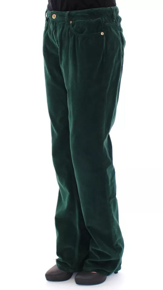 Pantalon slim en velours côtelé de coton vert Dolce & Gabbana D&G