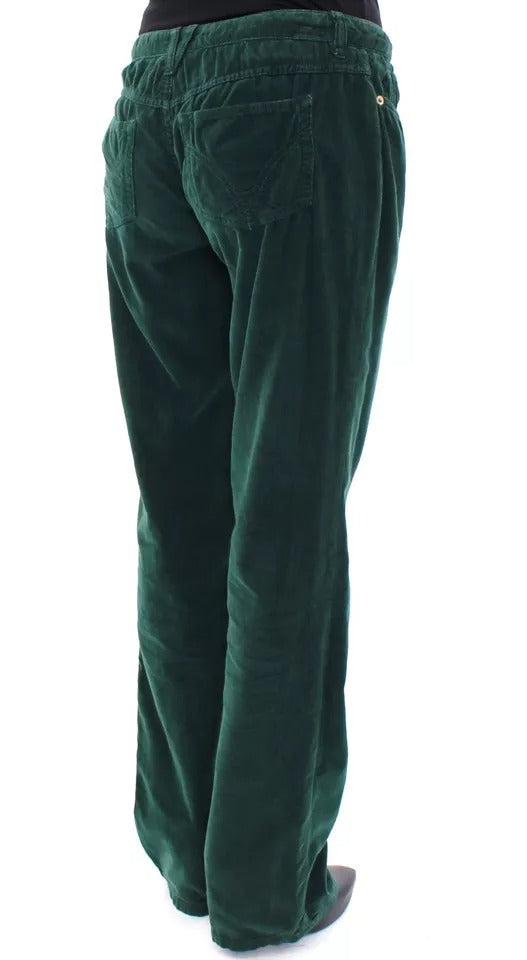 Pantalon slim en velours côtelé de coton vert Dolce & Gabbana D&G