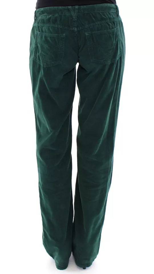 Pantalon slim en velours côtelé de coton vert Dolce & Gabbana D&G