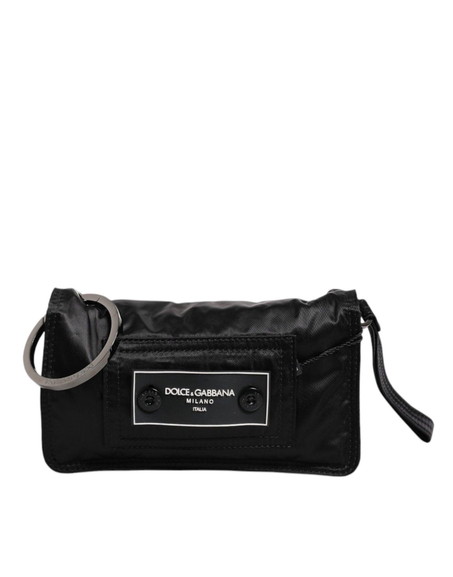 Sac bandoulière à deux volets Dolce & Gabbana en tissu noir avec logo