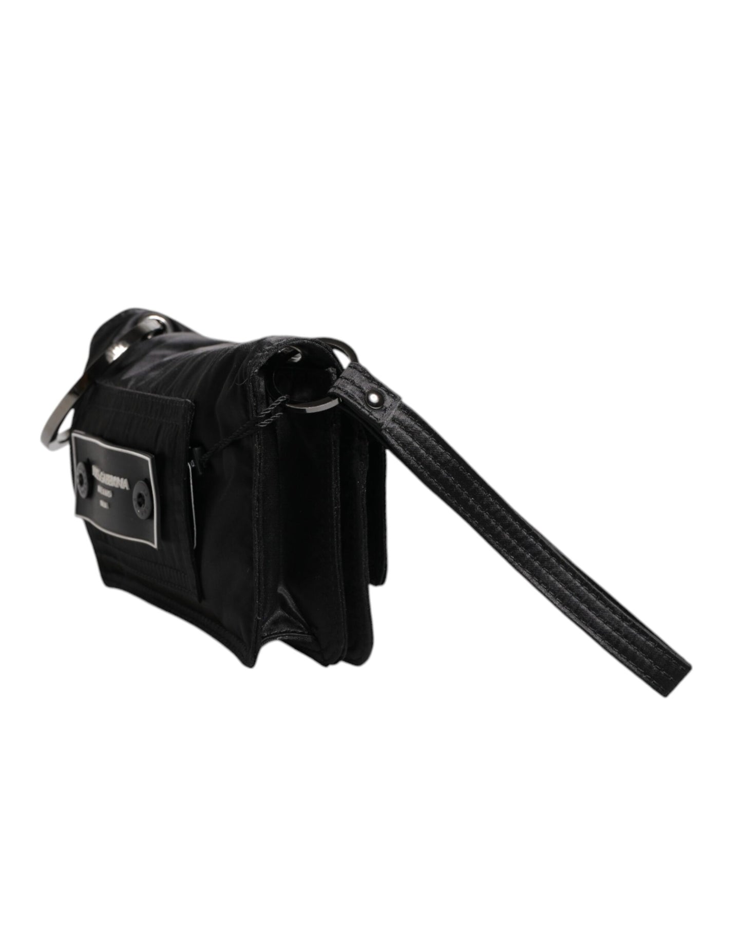 Sac bandoulière à deux volets Dolce & Gabbana en tissu noir avec logo