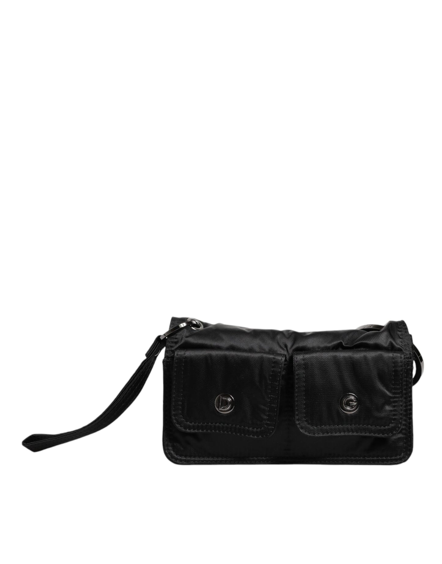 Sac bandoulière à deux volets Dolce & Gabbana en tissu noir avec logo