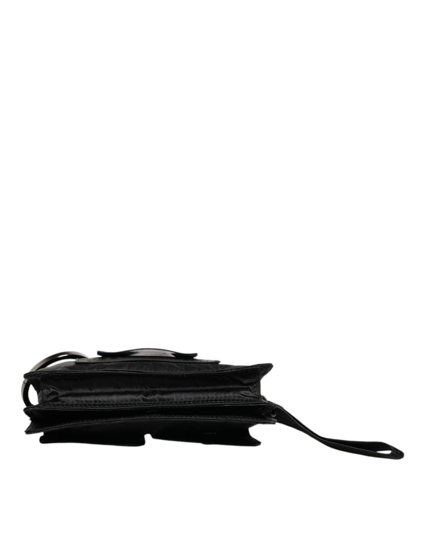 Sac bandoulière à deux volets Dolce & Gabbana en tissu noir avec logo