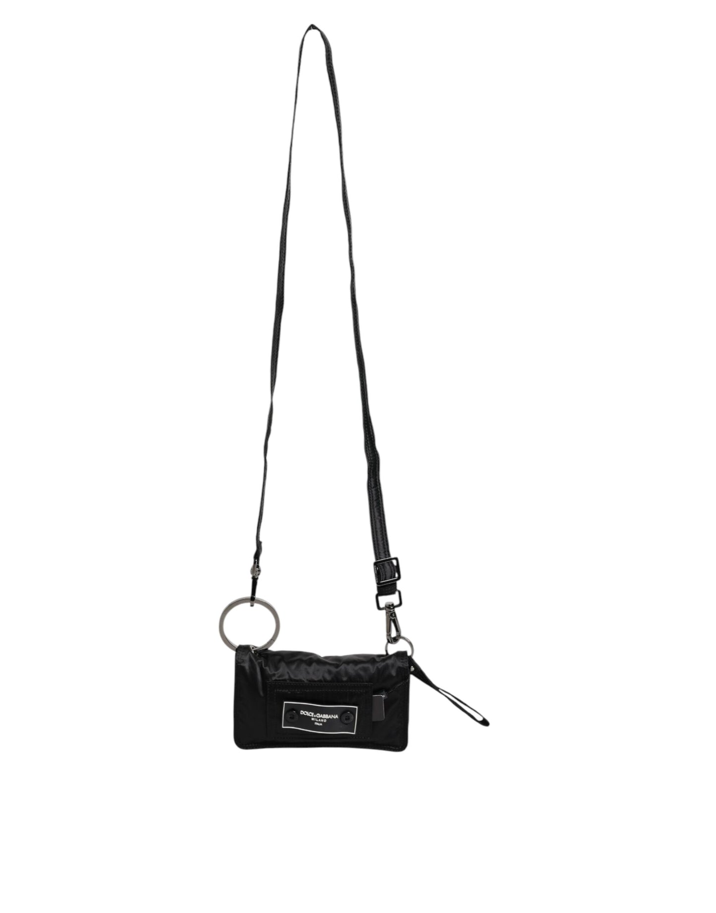 Sac bandoulière à deux volets Dolce & Gabbana en tissu noir avec logo
