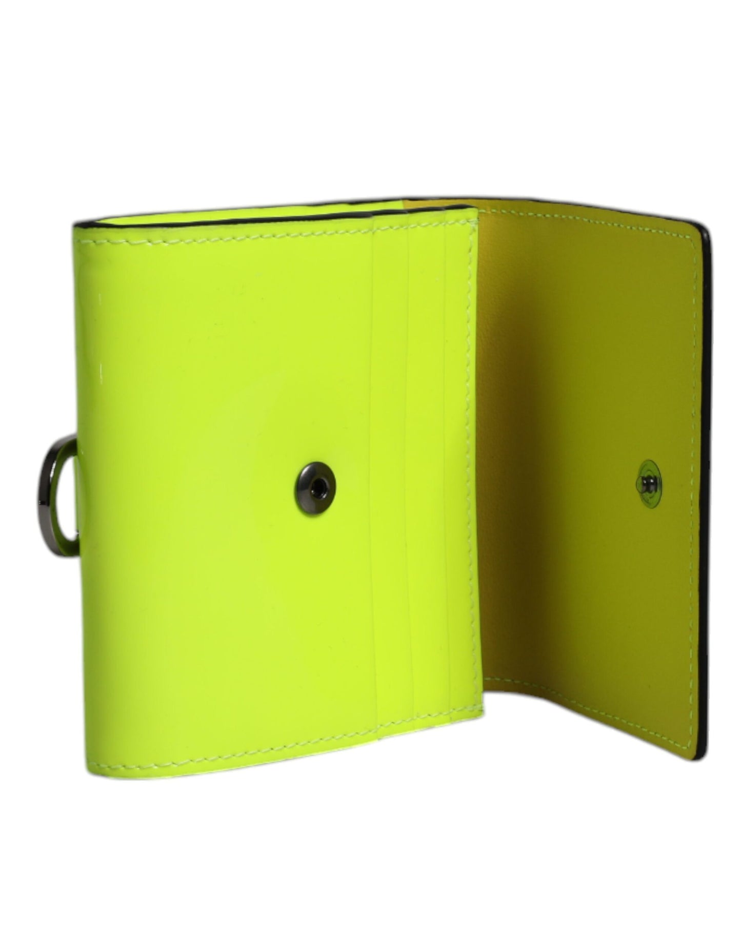 Portefeuille porte-cartes Dolce & Gabbana jaune vert à deux volets avec logo DG et sangle de cou