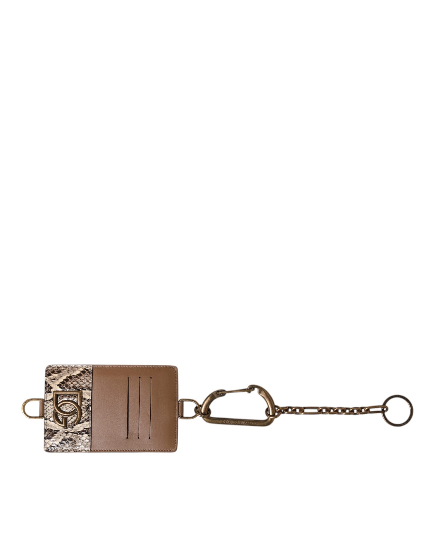 Porte-cartes en cuir exotique marron Dolce & Gabbana avec logo DG