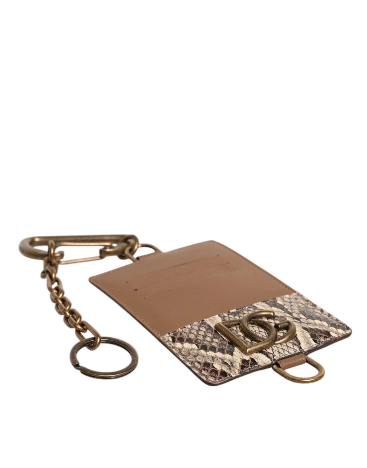 Porte-cartes en cuir exotique marron Dolce & Gabbana avec logo DG