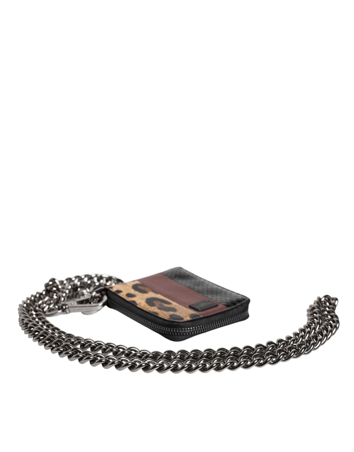 Portefeuille porte-cartes à deux volets Dolce & Gabbana en cuir léopard multicolore DG