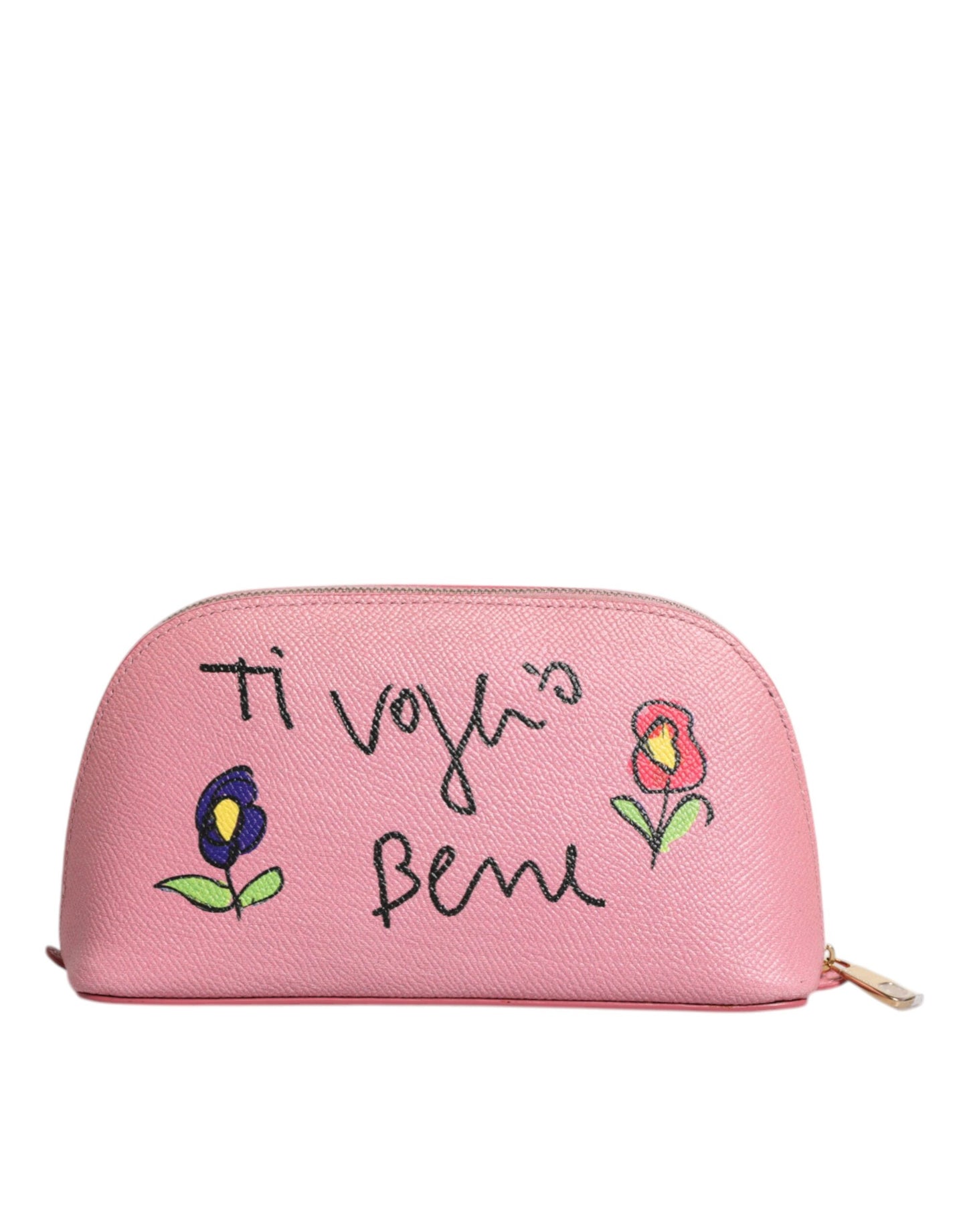 Portefeuille à fermeture éclair Dolce & Gabbana en cuir rose avec logo DG